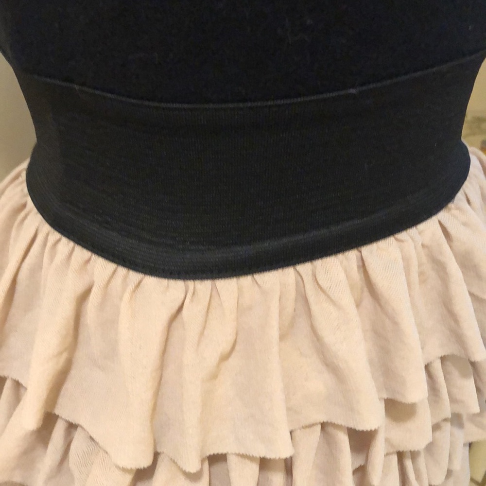 💓Aqua Ballerina Style Black Tank Wide Band Waist, Beige Soft Ruffle Dress - Picture 13 of 13